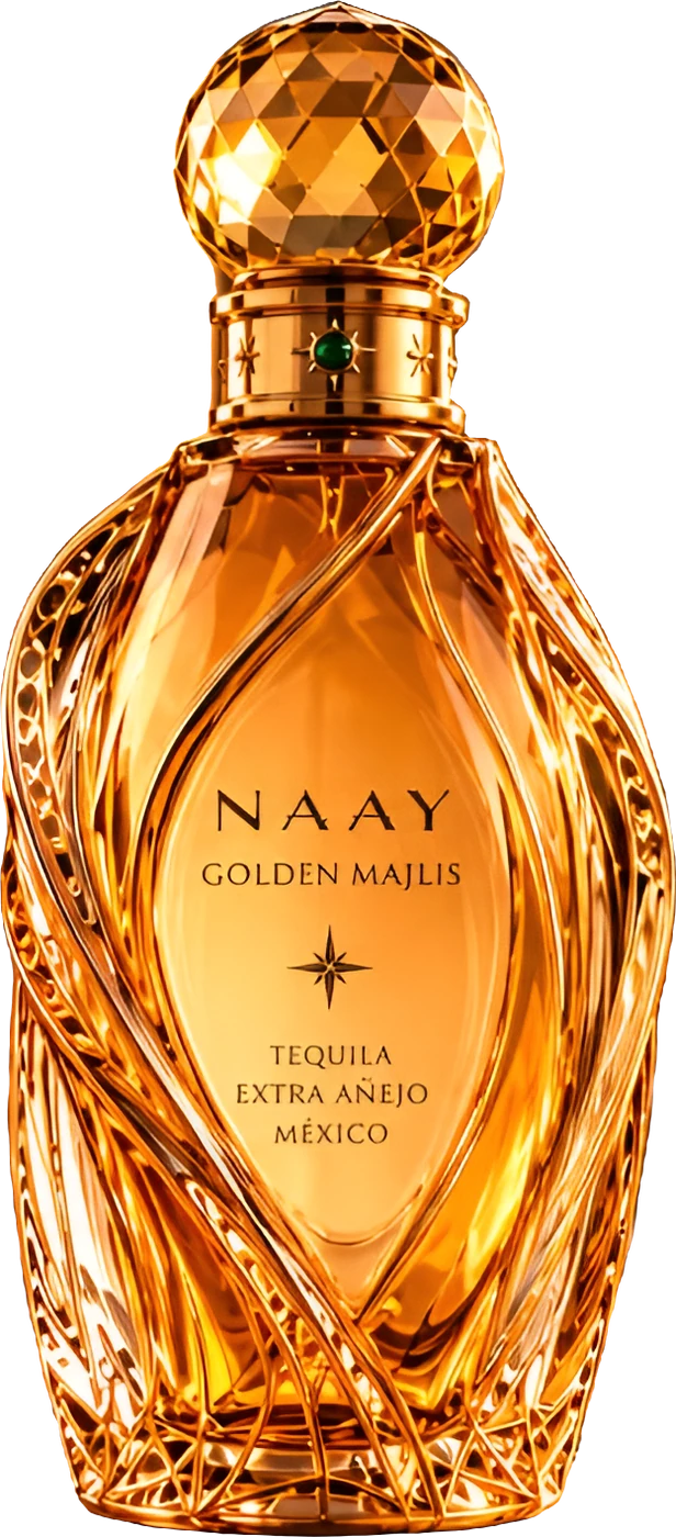 NAAY Royal Arabian Collection — 01 Golden Majlis: amber crystal in a gold lattice with a faceted crystal sphere